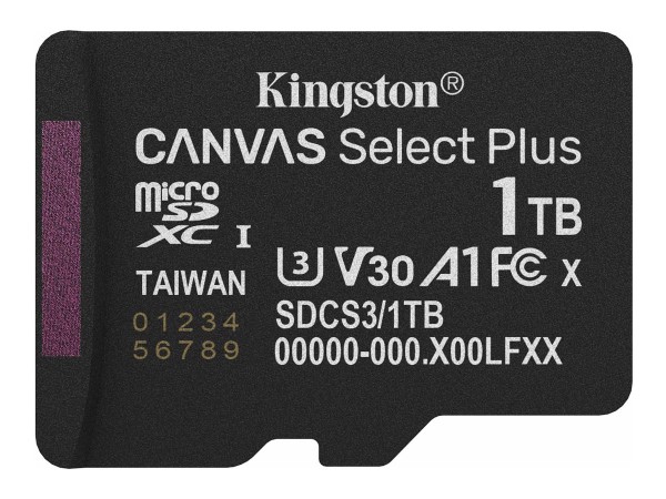 KINGSTON KINGSTON Canvas Select Plus Gen3 150R A1 Single Pack w/o ADP 1TB