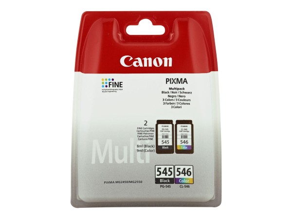 CANON PG 545 / CL 546 Multipack 2er Pack Schwarz, Farbe (Cyan, Magenta, Gel 8287B005