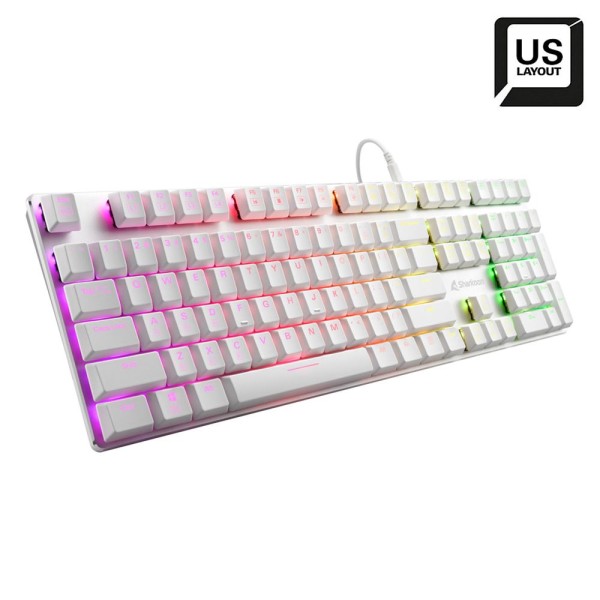 SHARKOON PureWriter RGB (weiß, US-Layout, Kailh Choc Low Profile Red) 4044951034260