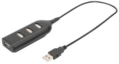 DIGITUS USB 2.0 Hub, 4-Port, Kabellänge: 300 mm, schwarz