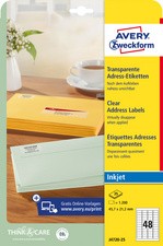 AVERY Zweckform Transparente Adress-Etiketten, 63,5 x 38,1mm