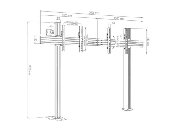 HAGOR CPS Floor-Wall/bolt down 2x 55-65 2fach Boden/Deckenhalterung für zwe 3331