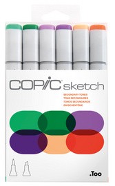 COPIC Marker sketch, 6er Set "Secondary Tones"