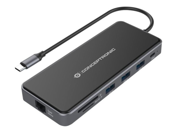 CONCEPTRONIC CONCEPTRONIC Adapter USB-C->2xHDMI,GbE,PD,2xUSB3.0,SD0.25 gr
