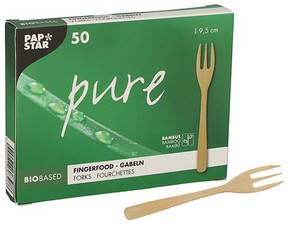 PAPSTAR Fingerfood-Gabeln "pure", 95 mm, natur