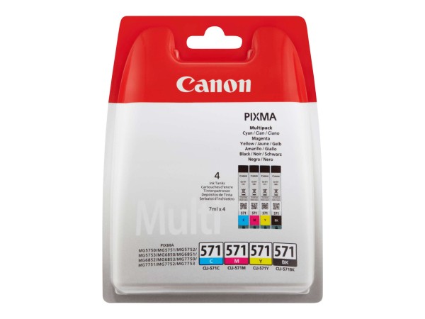 CANON CLI 571 C/M/Y/BK Value Pack 4er Pack Schwarz, Gelb, Cyan, Magenta Tin 0386C005
