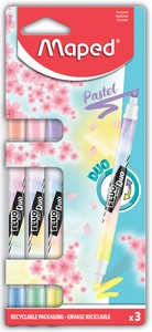 Maped Textmarker FLUO'PEPS PEN DUO Pastel, 3er Kartonblister