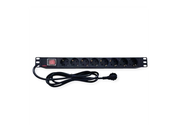 ROLINE ROLINE 19"-Steckdosenleiste 8fach, mit Ein-/Aus-Schalter, schwarz, 2 m