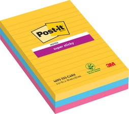 Post-it Haftnotizen Super Sticky Notes, 101x101 mm, liniert