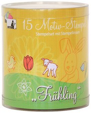 HEYDA Motivstempel-Set "Frühling", Klarsicht-Runddose