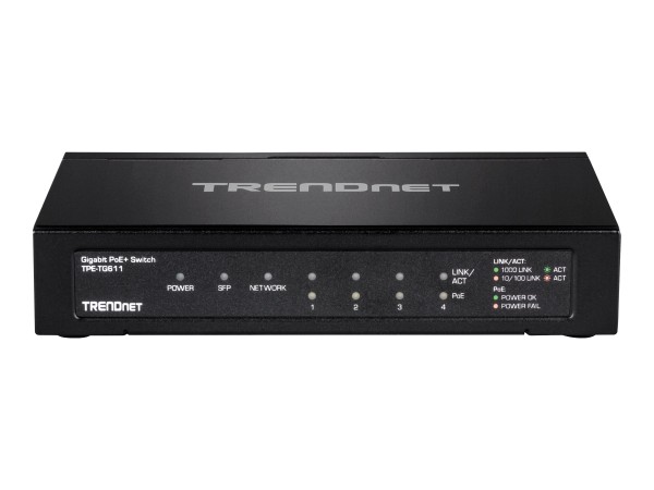 TRENDNET Switch 6 Port Gbit PoE+ 65W Metall TPE-TG611