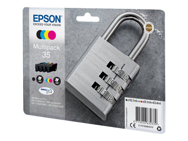 EPSON 35 Multipack 4er Pack Schwarz, Gelb, Cyan, Magenta Tintenpatrone C13T35864020