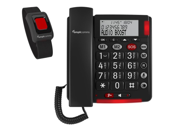 AUDIOLINE AMPLICOMMS BIGTel 50 Alarm plus, Grosstastentelefon Dark Grey inkl. Notrufsender
