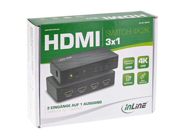 INLINE HDMI Switch 3-fach 4K2K@60Hz, HDCP 2.2 65018