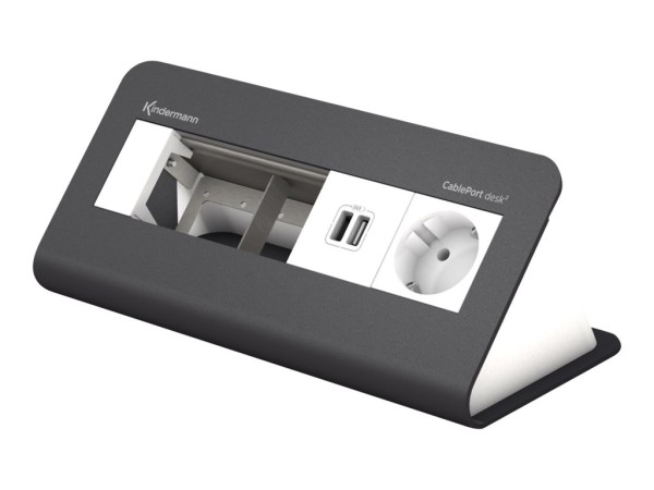KINDERMANN KINDERMANN CablePort desk² 80 4-fold - Steckdosengehäuse - Oberfläche montierbar - Strom, USB-Ladege