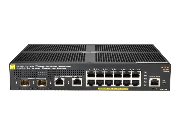 HPE Aruba 2930F 12G PoE+ 2G/2SFP+ - Switch - L3 - managed - 12 x 10/100/100 JL693A#ABB