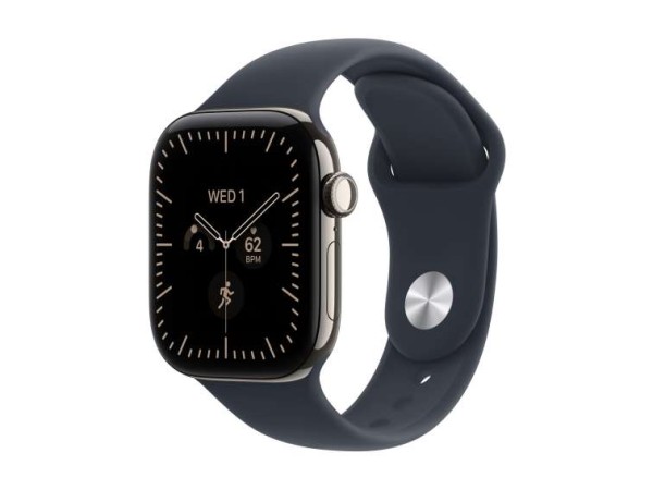 APPLE Watch S12 Titan Natur Cellular 42mm (Sportarmband navyblau) S/M MJGF4ZR/A