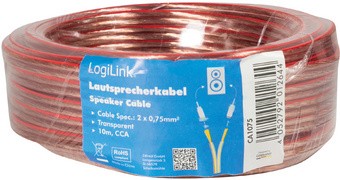 LogiLink Lautsprecherkabel, 2 x 0,75 qmm, 10 m