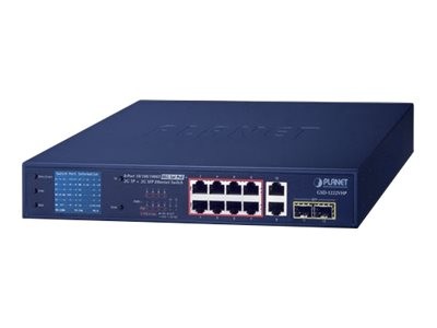 PLANET TECHNOLOGY PLANET TECHNOLOGY Planet GSD-1222VHP 8-Port 10/100/1000T 802.3at PoE + 2-Port