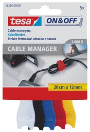 tesa On & Off Klett-Kabelbinder Cable Manager small, farbig