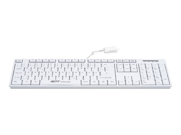 GETT GETT GCQ CleanType Easy Basic USB spritzwasserdicht antimikrobielle Oberflaeche weiss 105 Tasten (CH
