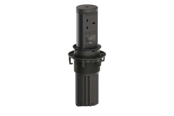 BACHMANN ELEVATOR2 1xUK 1xUSB C, Wireless Charger 15W RAL9005 L=2m UK13A BM0020527