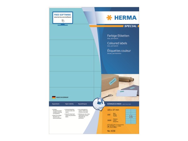 HERMA SuperPrint Etiketten, 105 x 37 mm, ohne Rand, blau