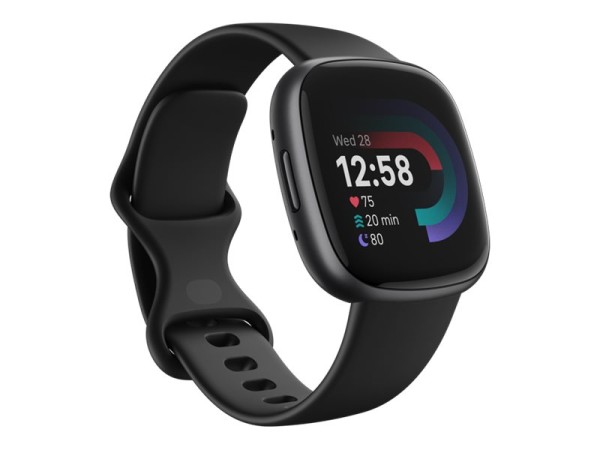 FITBIT FITBIT Versa 4 - Sports Pack - 40 mm - Aluminium in Graphite - intelligente Uhr mit Band - Elastomer
