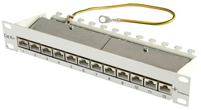 Telegärtner 10" Patch Panel, Kat.6A(tief) 1 HE, 12 x RJ45