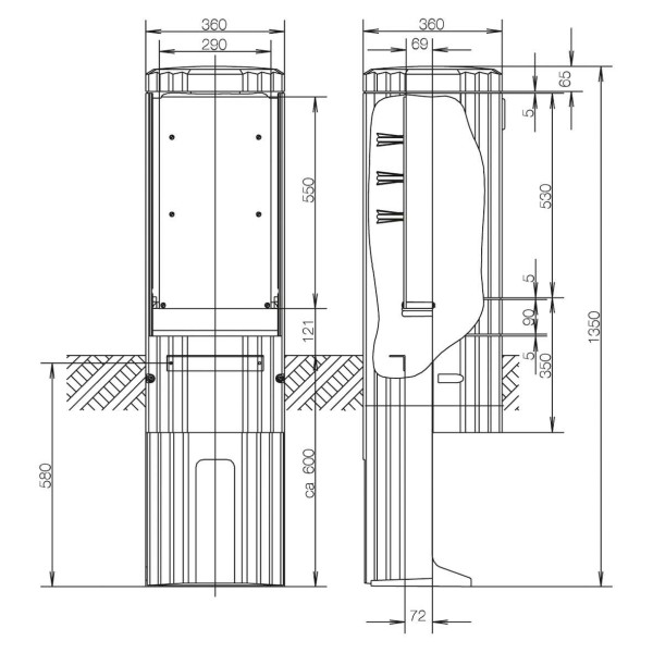 ABN BRAUN AG ABN Freiluftsäule Rondo m.MP SL135P H=1350mm Einfachschliessun SL135P