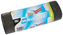 PAPSTAR Mülleimerbeutel LDPE, mit Zugband, 30 Liter, weiß