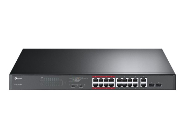 TP-LINK 16-Port 10/100 Mbps + 2-Port Gigabit Rackmount Switch with 16-Port TL-SL1218MP