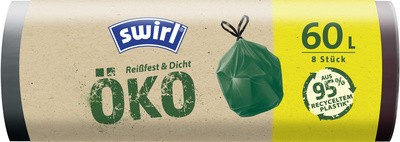 swirl Öko-Mülleimerbeutel, mit Zugband, grün, 20 Liter