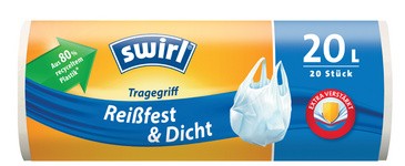 swirl Mülleimerbeutel, mit Tragegriff, transparent, 35 Liter