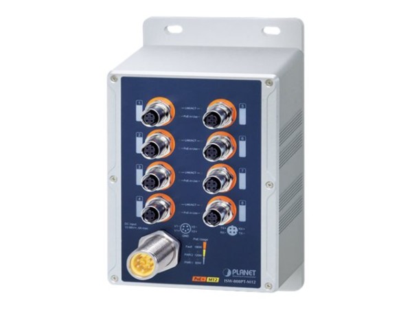 PLANET TECHNOLOGY PLANET TECHNOLOGY PLANET Industrial 8-Port M12. 4pin 802.3at PoE+ Switch