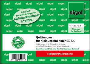 sigel Formularbuch "Quittung" für Kleinunternehmer