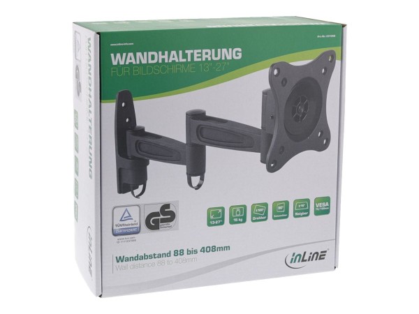 INTOS ELECTRONIC InLine® Wandhalterung für TFT bis 68cm (27"), max. 15kg, 2 23105D