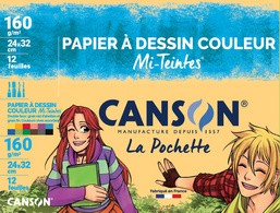 CANSON Zeichenpapier Mi-Teintes, 320 x 240 mm, schwarz