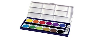 herlitz Deckfarbkasten ST12, 12 Farben, aus Kunststoff