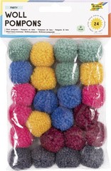 folia Woll-Pompons "Pastell", 24 Stück, farbig sortiert