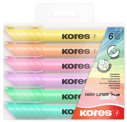 Kores Textmarker "HIGH LINER PLUS", Pastellfarben, 6er Etui