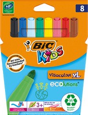 BIC KIDS Fasermaler Visacolor XL ecolutions, 8er Kartonetui