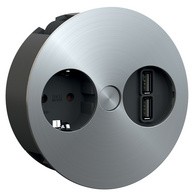 BACHMANN Steckdoseneinheit "TWIST", 1-fach, silber, 2,0 m