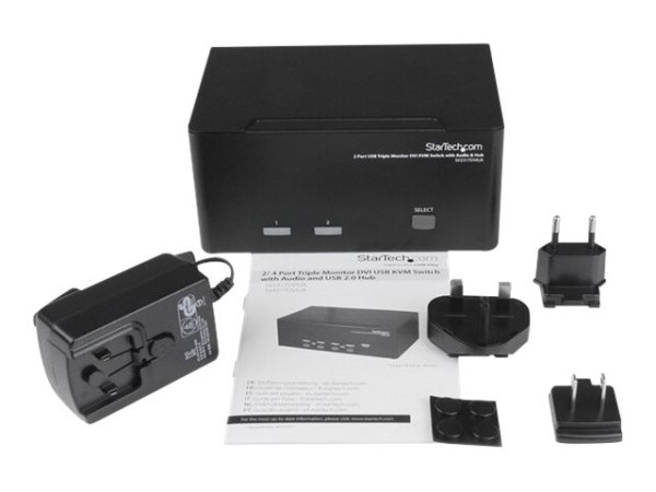 STARTECH.COM 2 Port Dreifach Monitor DVI USB KVM Switch mit Audio und USB 2 SV231TDVIUA