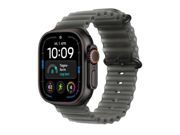 APPLE Watch Ultra 4 Titanium Cellular 49mm Schwarz (Ocean Armband halbtrans MJAY4QF/A