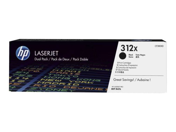 HP 312X 2er Pack Schwarz LaserJet Tonerpatrone (CF380X) CF380XD