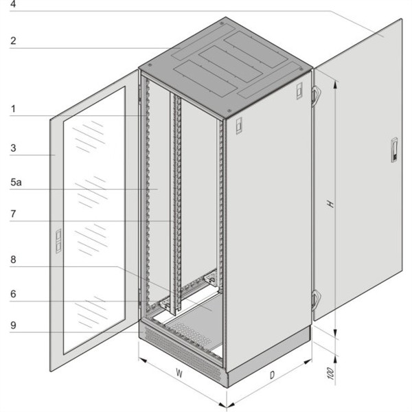 SCHROFF 10130084 Netzwerk-/Serverschrank-Leergehäuse 800 x 1200 x 900 Licht 10130084