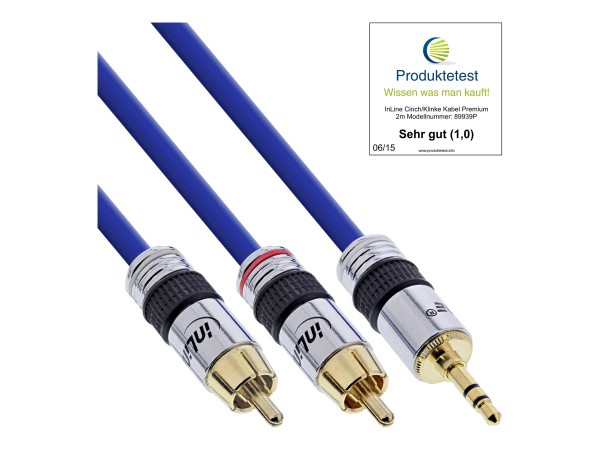 INLINE Cinch/Klinke Kabel, InLine®, PREMIUM, 2x Cinch St an 3,5mm Klinke St 89932P