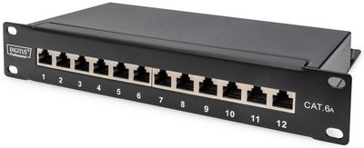 DIGITUS 10" Patch Panel Kat. 6A, geschirmt, 12-Port, 1HE