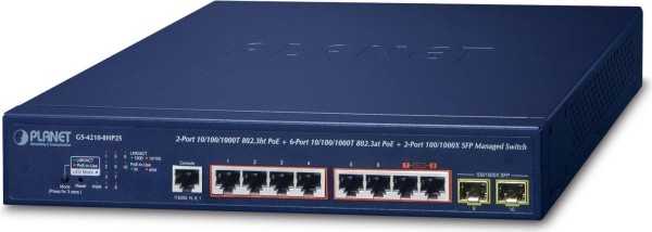 PLANET TECHNOLOGY PLANET TECHNOLOGY Planet GS4210-8HP2S PoE L2 Switch 240W